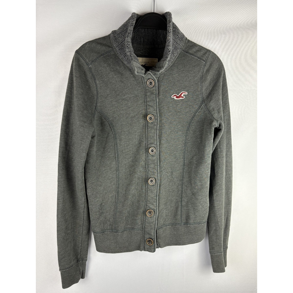 Hollister Gray Button-Up Sweatshirt